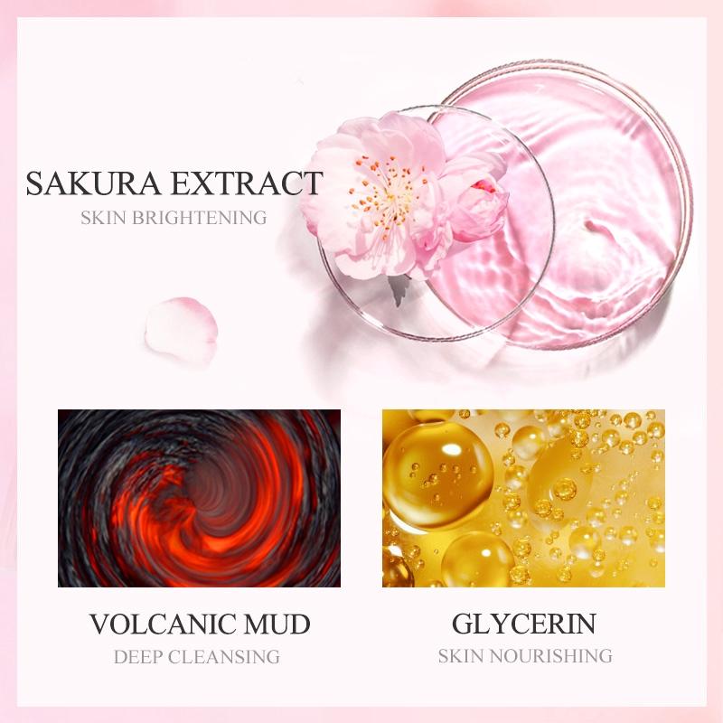 LAIKOU Sakura Face Mud Mask Whitening Cleansing Shrink Pores Reduce Acne Blackheads12pcs