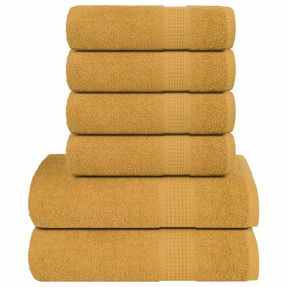 Set of 6 Gold-colored Towels 360 G/m² 100% Cotton