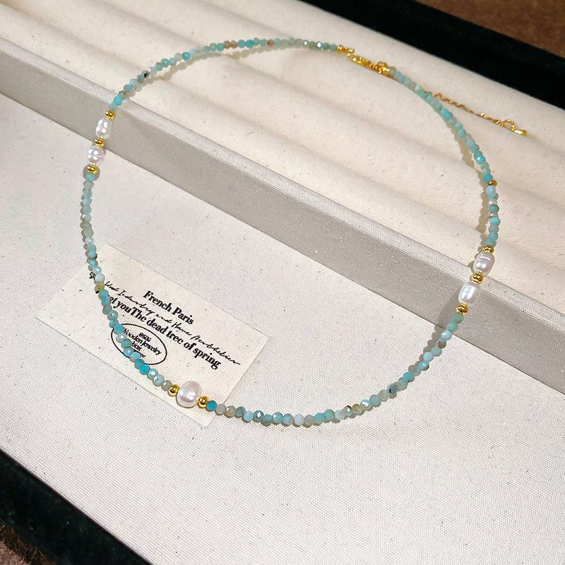 Luxurious Agate & Pearl Crystal Necklace - Ethnic Style Clavicle Chain