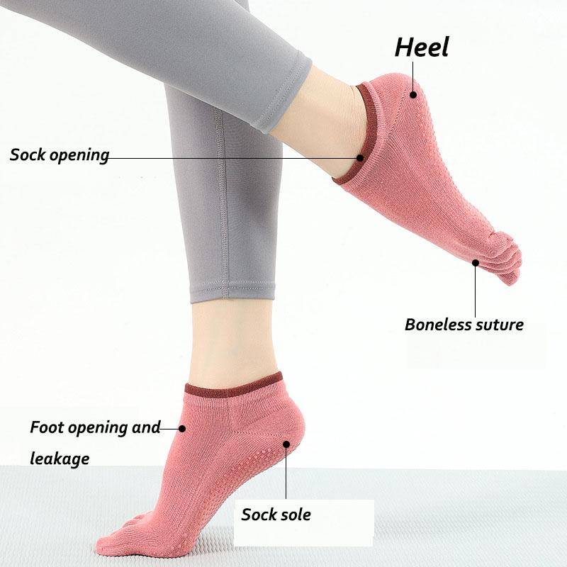 Women Yoga Socks Five Finger Toe Fitness Aerobics Dance Socks Silicone Anti Slip Pilates for ChildrenBeginner Active Ankle Sock