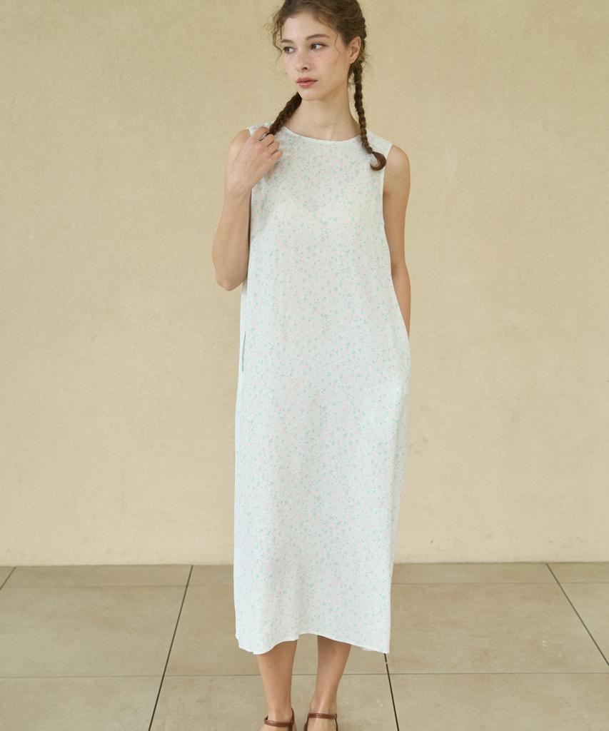 WIOE Floral String Sleeveless Dress_White