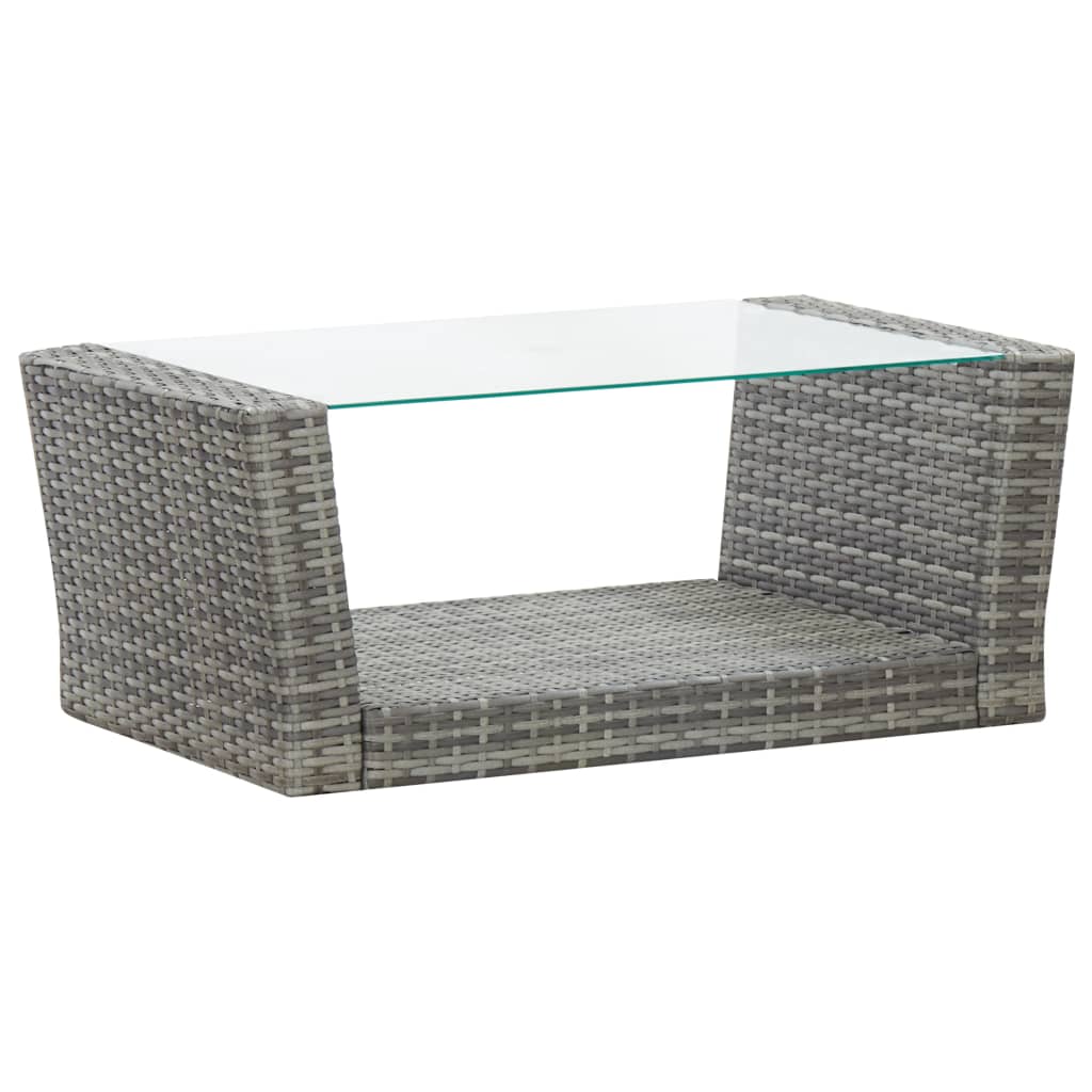 4 Piece Garden Lounge Set with Cushions Poly Rattan Grey