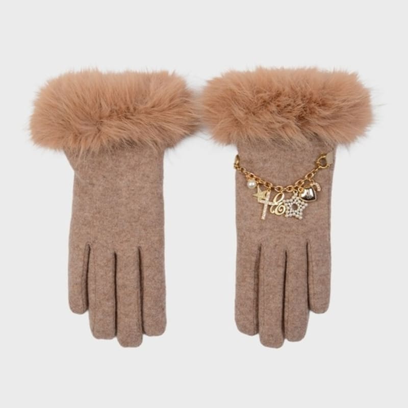 Eireve FUR&BRACELET WOOL GLOVES (BEIGE)