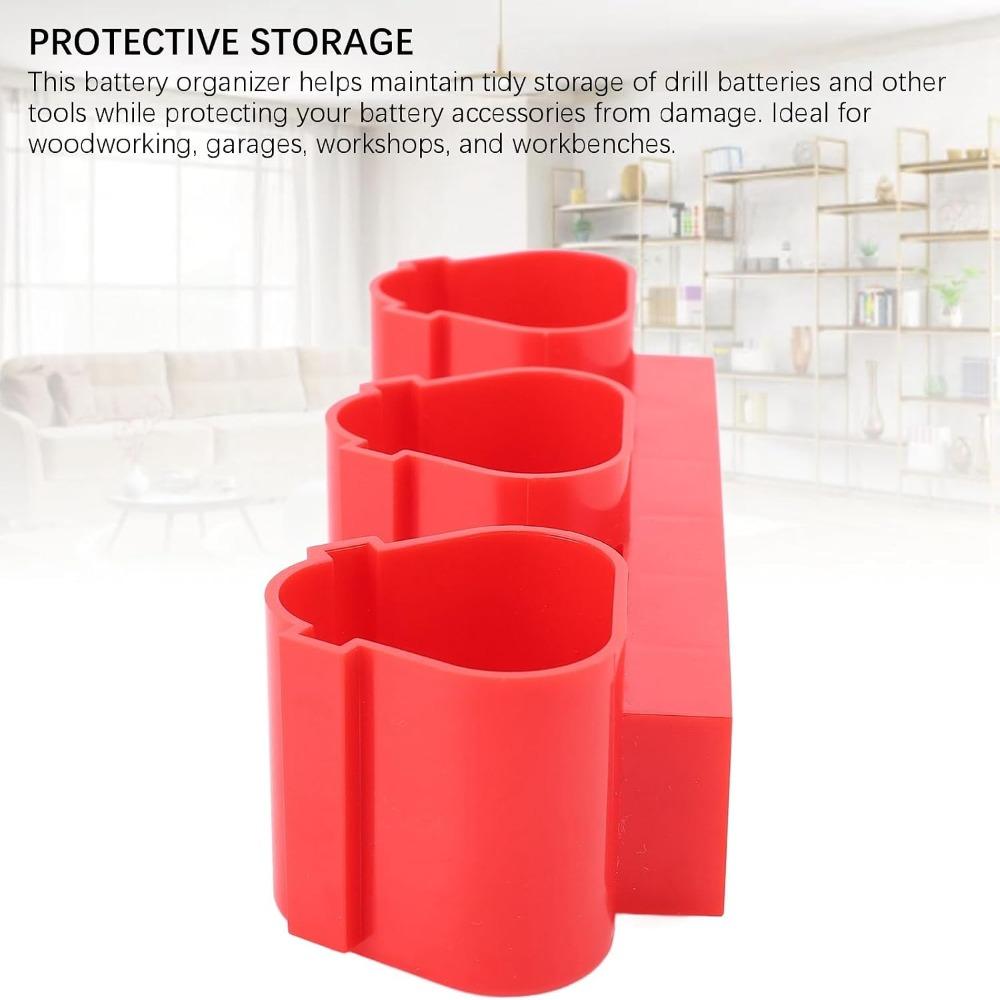 2pcs Wall Mountable Wall Mount Battery Rack 12V Compatible Battery Holders Pack  For Milwaukee M12