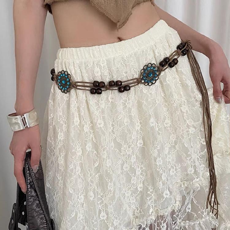 Sexy Tie Belts Braided Belt Seashells Flower Tie Belt for Bohemia Girls Women