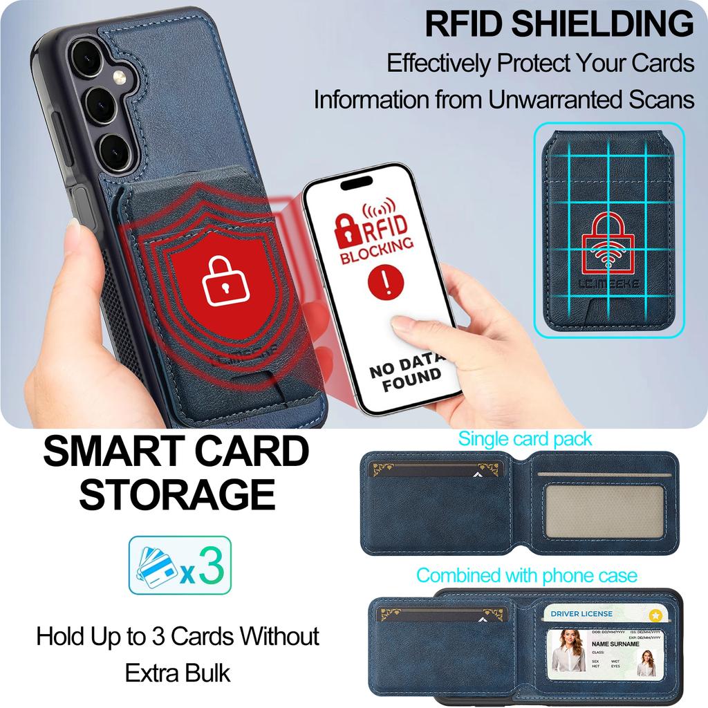 For Samsung Galaxy A55 5G Magnetic Case Detachable Card Holder Leather+TPU Mobile Cover