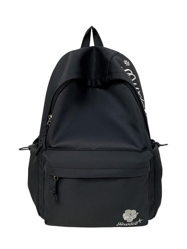 Minimalist Nylon School Backpack For Girls With Letter Pattern And 10in Laptop Compartment