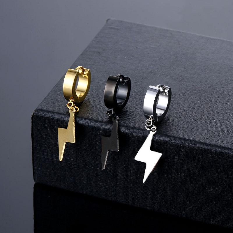 Trendy Lightning Pendant Titanium Steel Ear Clip for Men Fashion Earring Jewelry