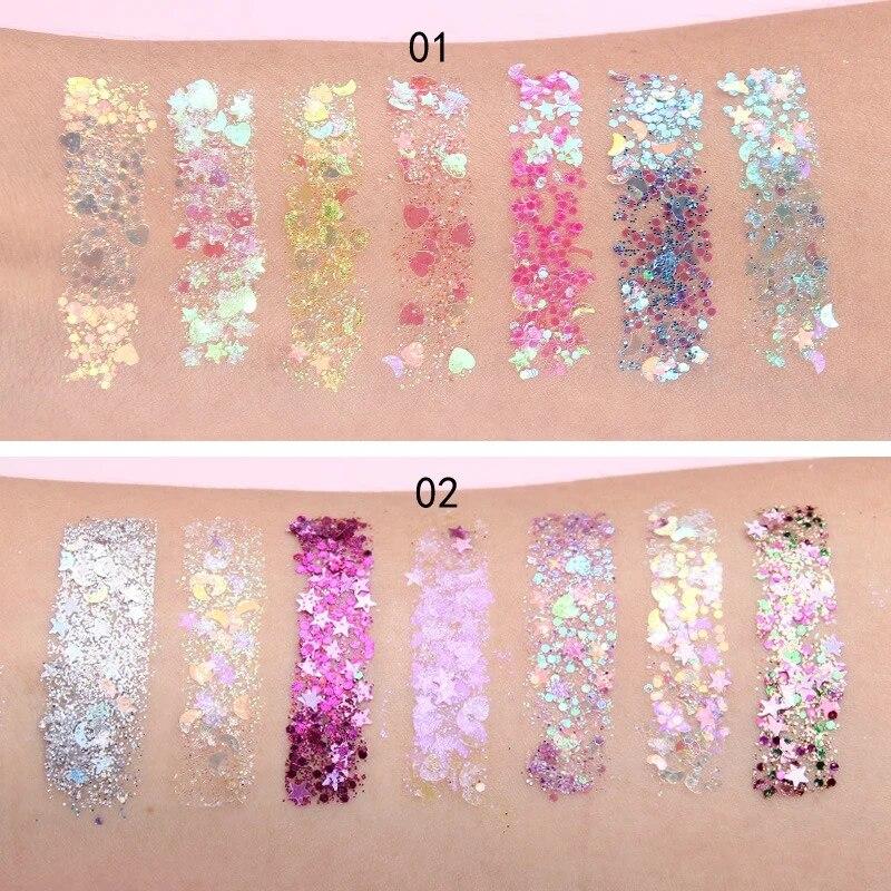 7-Color Sequins Eyeshadow Palette Long Lasting Waterproof Smudge-Proof Glitter Eye Shadow