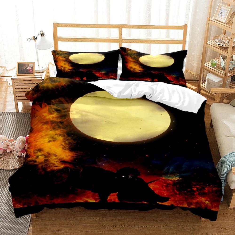 Demon Slayer Cover Digital Print Polyester Bedding Sets Child Kids Covers Boys Bed Linen Set For Teens King Size Bedding Set