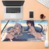 Gaming Mouse Pad Large Desk Mat Antislip Stitched Edges Cat Girls On Beach Anime Print Keyboard Pad for Gaming
