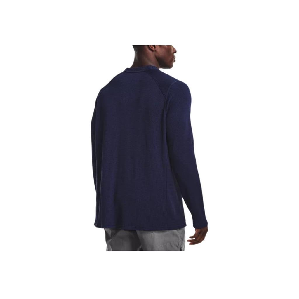 Under Armour Solid Color Round Neck Sports Long Sleeve Sweatshirt Men sweatshirt Navy-Blue 1373179-410