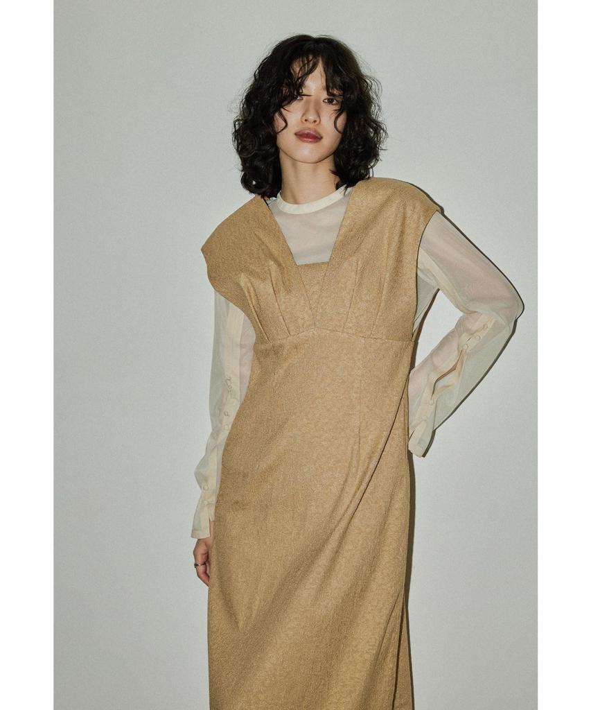 Jacquard Party Wedding Size S [niana] V-line Dress, Dress, Dress, I-line, Yellow,