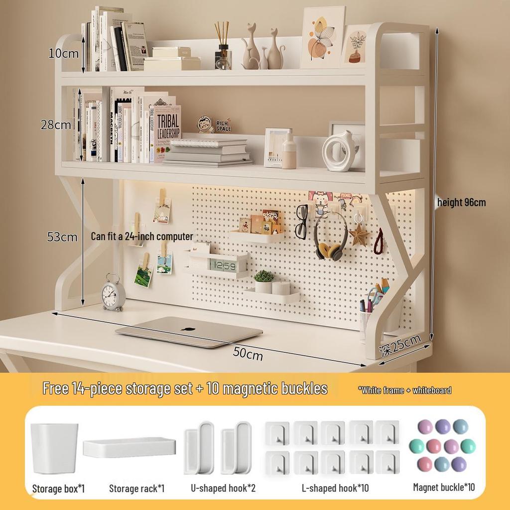 Multifunctional Student Desk Organizer: Multi-Layer Bookshelf & Pegboard