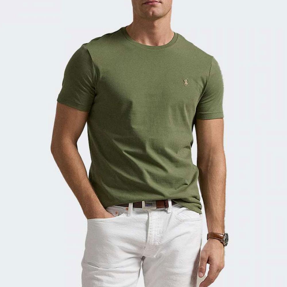 Polo Ralph Lauren Color Block Logo Embroidered Crew Neck Short Sleeve T-Shirt Men Tops Green 710671438-389