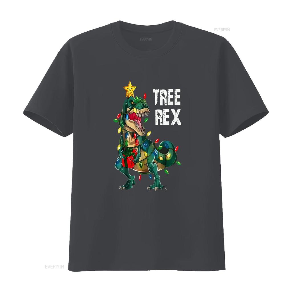 Tree Rex T Funny Christmas Dinosaur Womens Shirt Unique Design Festive Fun Vintage Washed Homme Fashion Breathable Casual