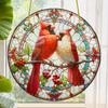 Red Cardinal Suncatcher. Stained glass style acrylic for bird lovers & home decor.