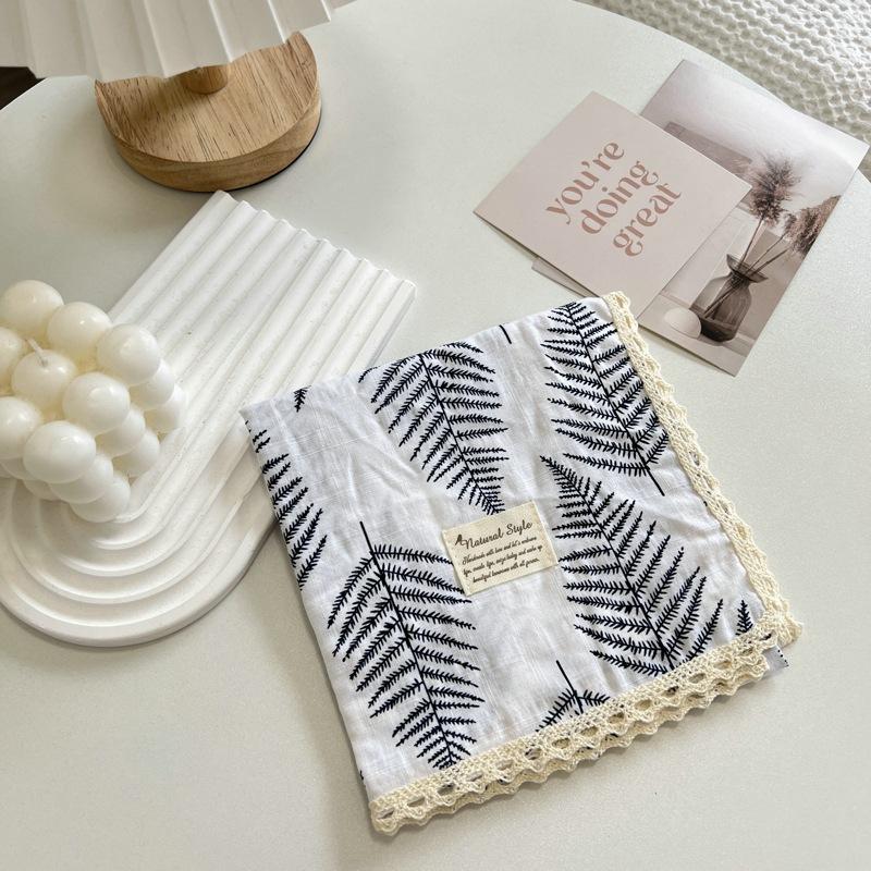 60CM Floral Small Square Scarf Women's Korean-Style Artistic Small Scarf Decorative Cotton Scarf Hair Band Square Hijab