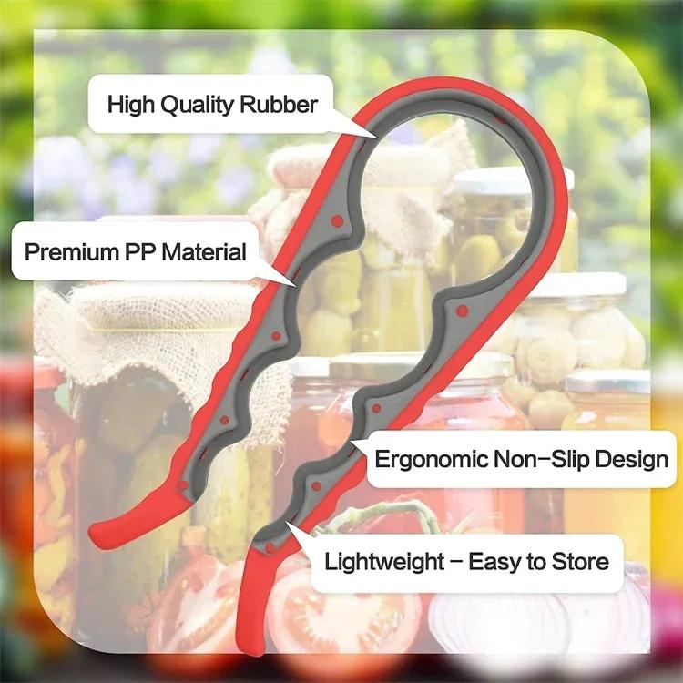 5-in-1 Jar Opener Multifunctional Non-slip Can Opener Bottle Opener Kit with Silicone Handle Kitchen Accessories Kitchen Gadgets