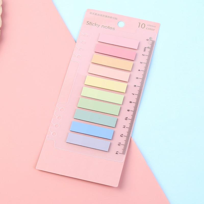 Solid Color Sticky Note Index Label Book Notebook Page Marker Paper Bookmark Tearable Waterproof Stationary Stickers