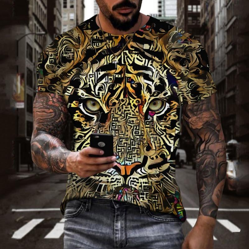 3D Animal Printing T Shirt For Men Fashion Funny Tiger Pattern Casual O-neck Short Sleeve Summer Oversized T-shirt Hip Hop Tops
