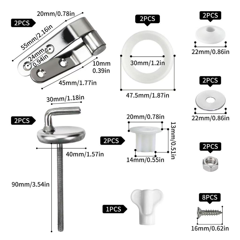 Stainless Steel Hinge with Screws for Toilet Seat In Hotels and Guesthouses