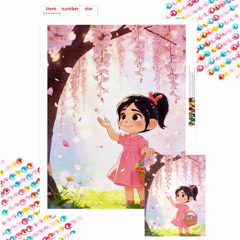Disney Vanellope cherry blossom candy basket diamond painting mosaic diamond art painting kit handmade diy home decoration Round 20x30cm