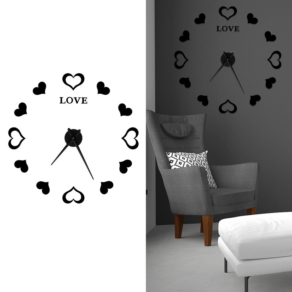 Innovative DIY Wanduhr Acryl Spiegeloberfläche Wandaufkleber Uhr für HeimdekorationSchwarz