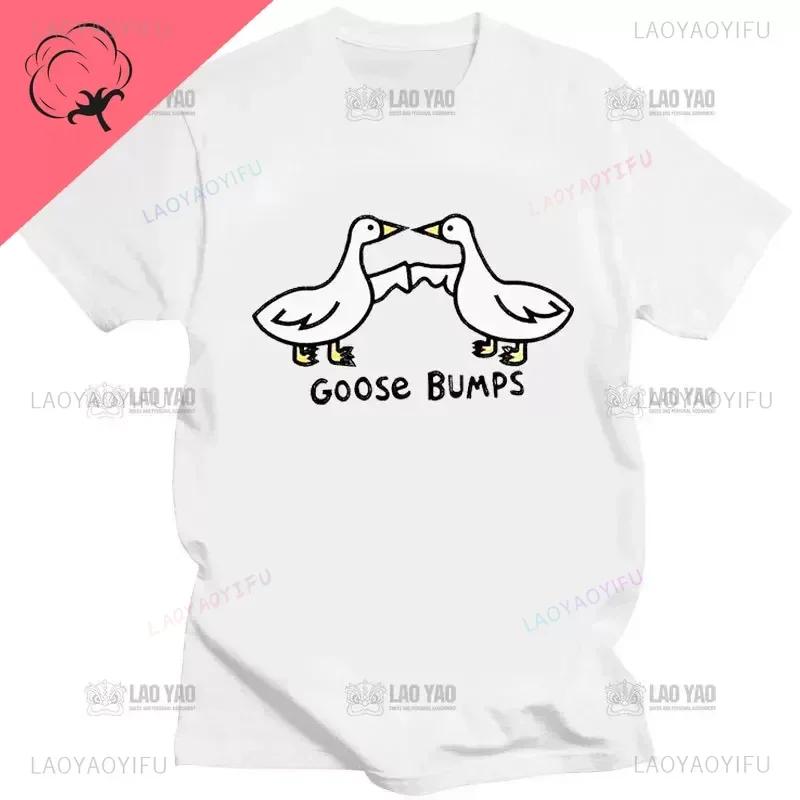 Kawaii Koszulka z Gęsią Zabawna Koszulka Gęsia Skórka Głupia Gęś Kobiety Mężczyźni Casualowe Topy do Dojazdów Oversizowa Koszulka Camisetas Koszulki na Zamówienie