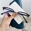 New Fashion Unisex Square Myopia Glasses for Men Women Metal Half Frame Eyeglasses Anti Blue Light Glasses 0 To -6.0