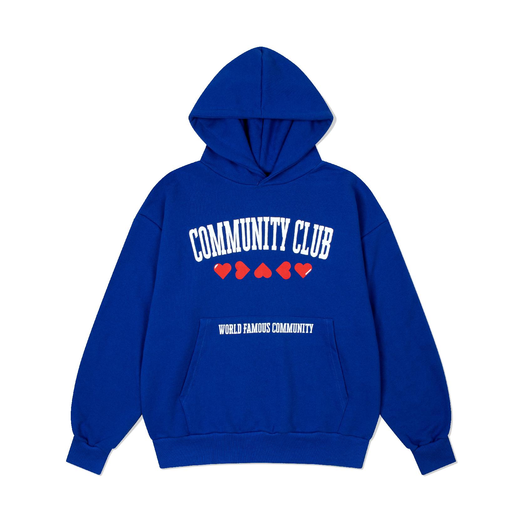 Community Club College Heart Hoodie Blue L