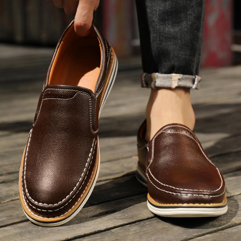 Genuine Leather Men's Shoes Fashion Breathable Men Casual Shoes Outdoor Flats Driving Shoes Large Size Men Loafers Sneakers