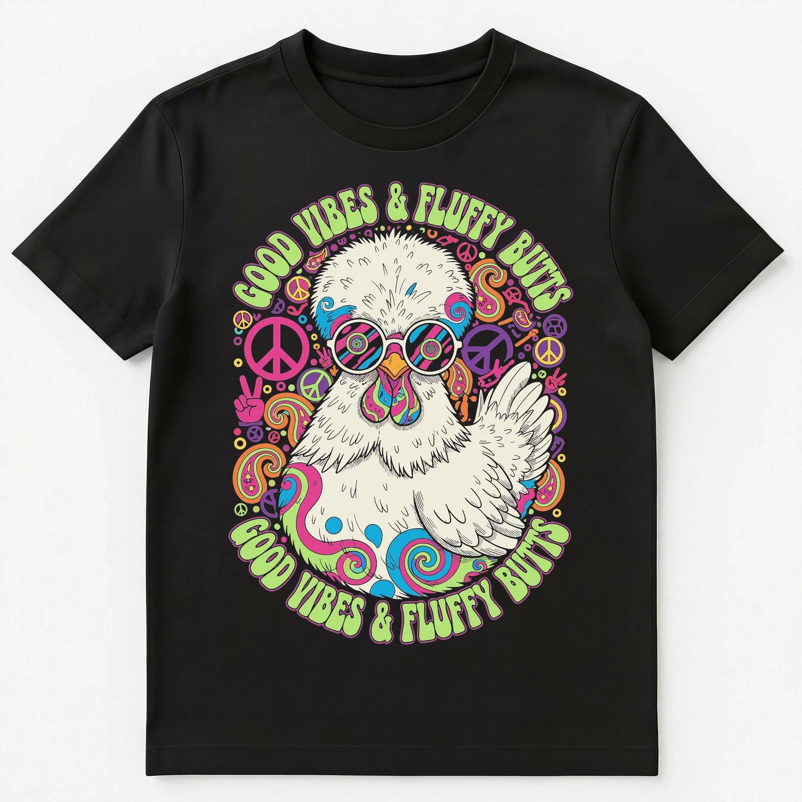 

Chicken Lover Fluffy Butt Vibes Animal Humor Unisex T-Shirt S