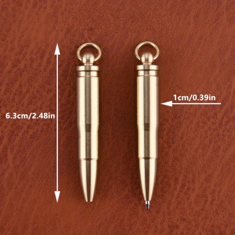1PC Creative Brass Bullet Shape Portable Mini Rotatory Ballpoint Pen Signature Pen Multi-functional Car KeyChain Pendant