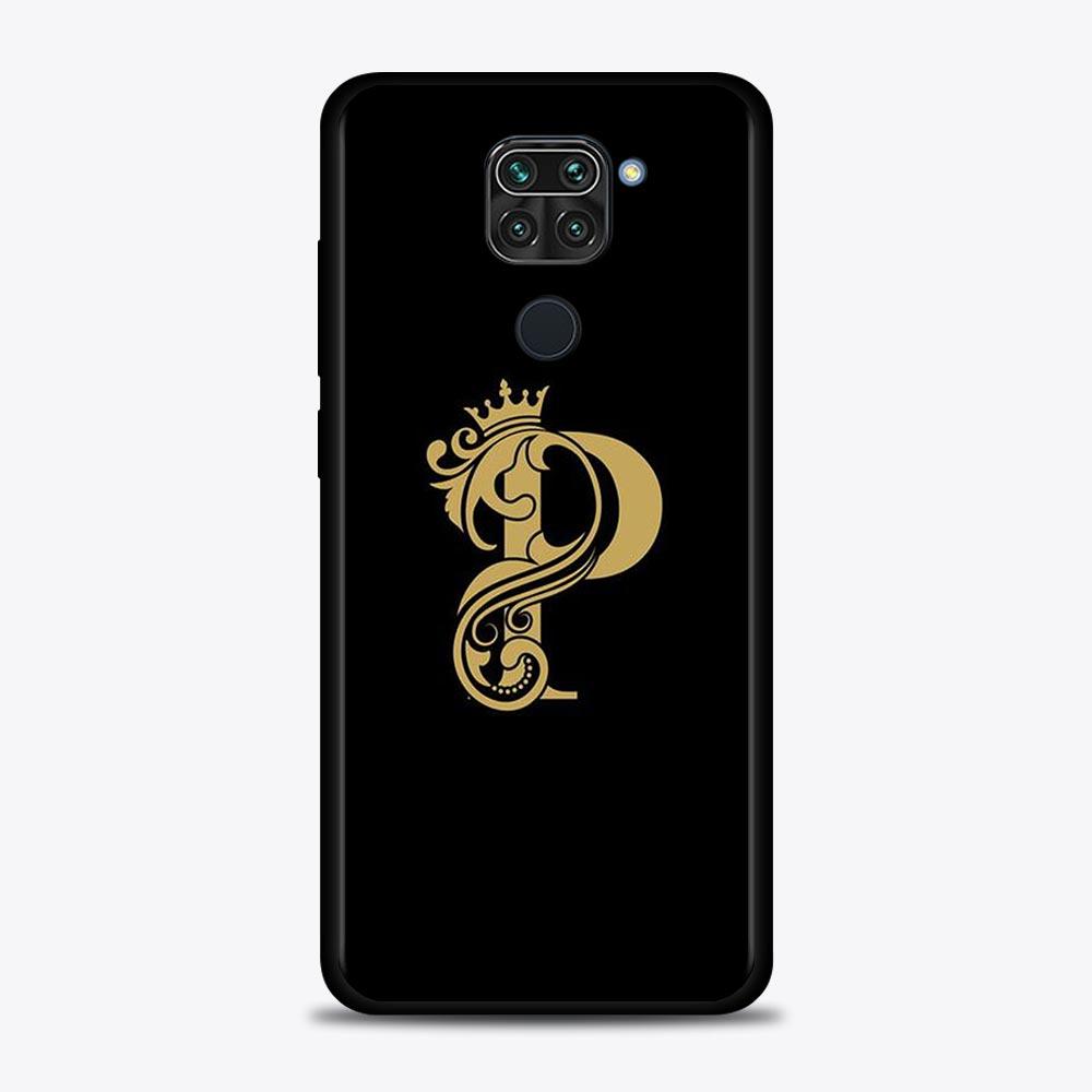 Shell For Xiaomi Redmi Note 11 10 9 8 7 Pro Max 9T 8T 9S Case for Redmi 10 9 8 9C 9A 8A 7A Luxury Golden yellow Crown Letter A-Z