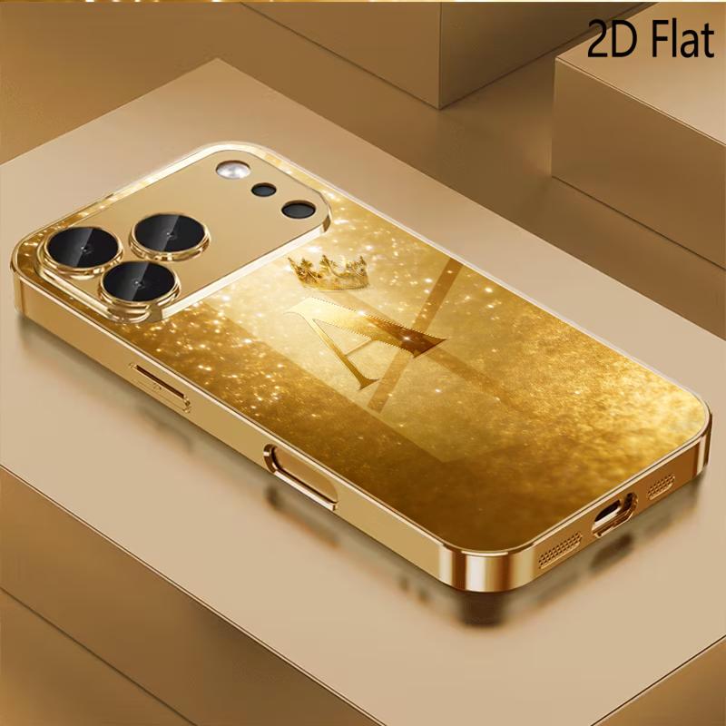 Crown A Patterned Tempered Glass Design for iPhone16 17 ProMax 1514 1312 11ProMax Phone Case Camera Cover Shockproof Hard Back