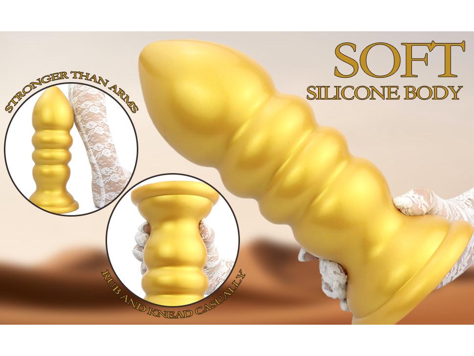 Golden Mushroom Irregular Dildo Beads for Men & Women - Threaded Anal Dilator Adult Toy