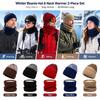 Fleece Lined Neck Warmer Thick Knit Winter Scarf Set Fashion Knit Cap  For Men