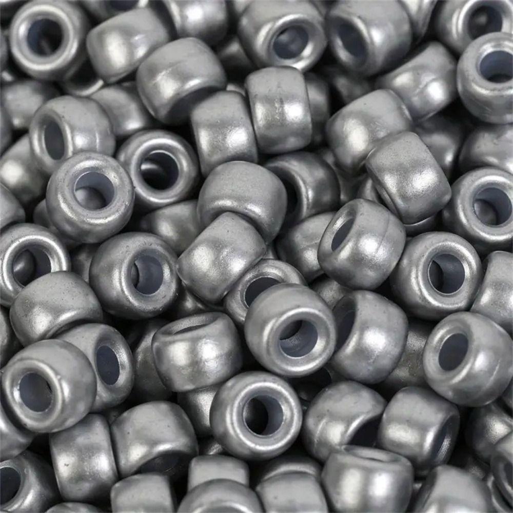 100pcs/set Big Hole Beads Colorful Pony Beads Set Multi-Colored Bulk Rainbow Hair Rings  DIY