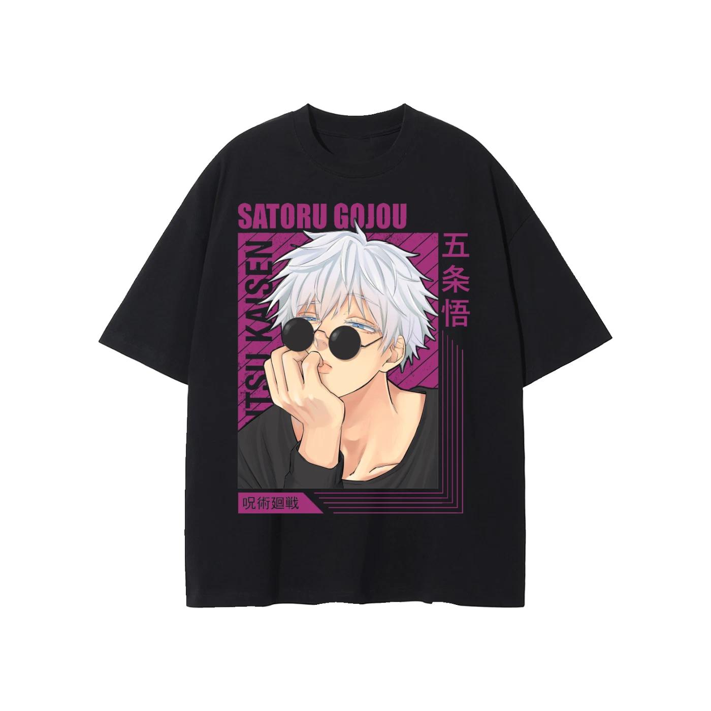 Jujutsu Kaisen Satoru Gojou Overzised Streetwear T-Shirts Manga Black Tee 120