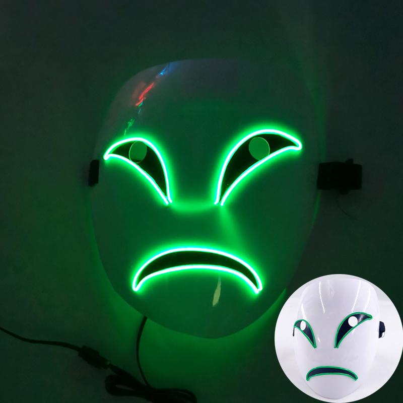 Maschere Facciali LED Sorridenti Luminose per Feste Rave Costume di Halloween Cosplay Maschere Luminose Horror Oggetti di Scena per Case Infestate
