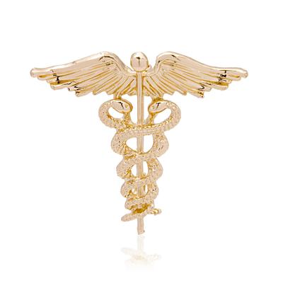 Retro Snake Scepter Brooch with Angel Wings - Unique Animal Corsage for Clothing