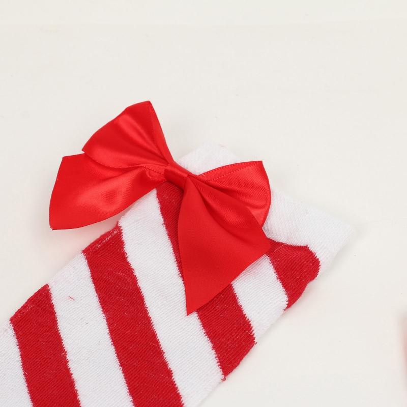Striped Stockings For Women Over The Knee Long Socks Christmas Green Red Bowknot Long Socks Female Leg Stocking