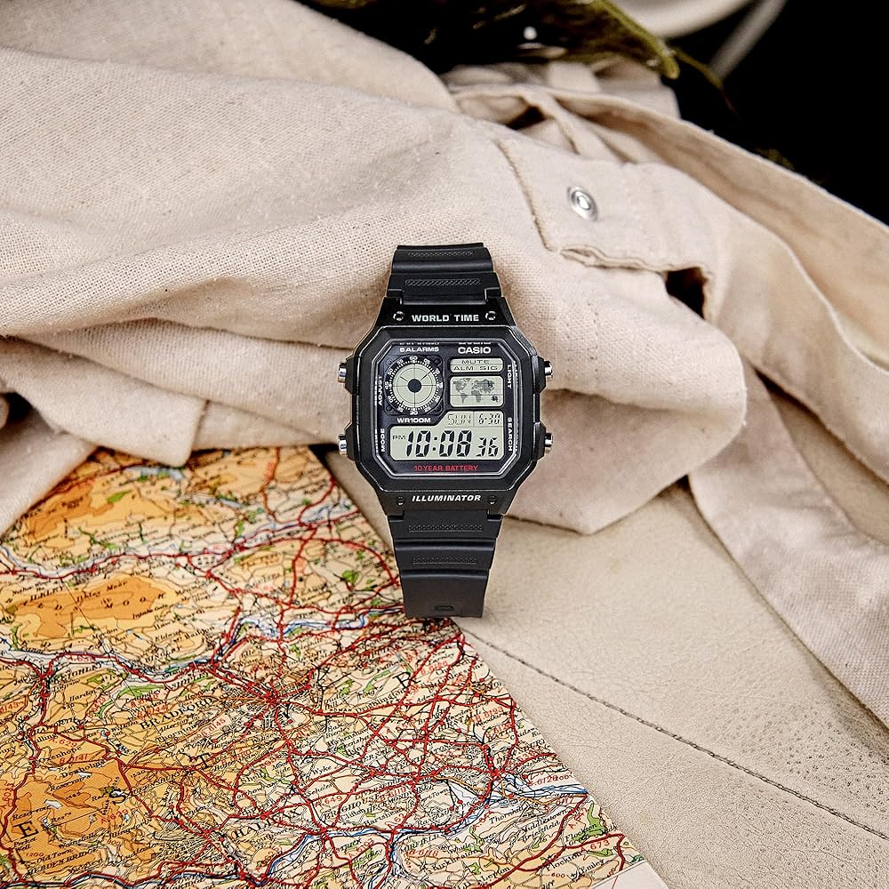 Casio AE-1200WH-1AVDF Digital Wristwatch with Alarm, Stopwatch, LED Light