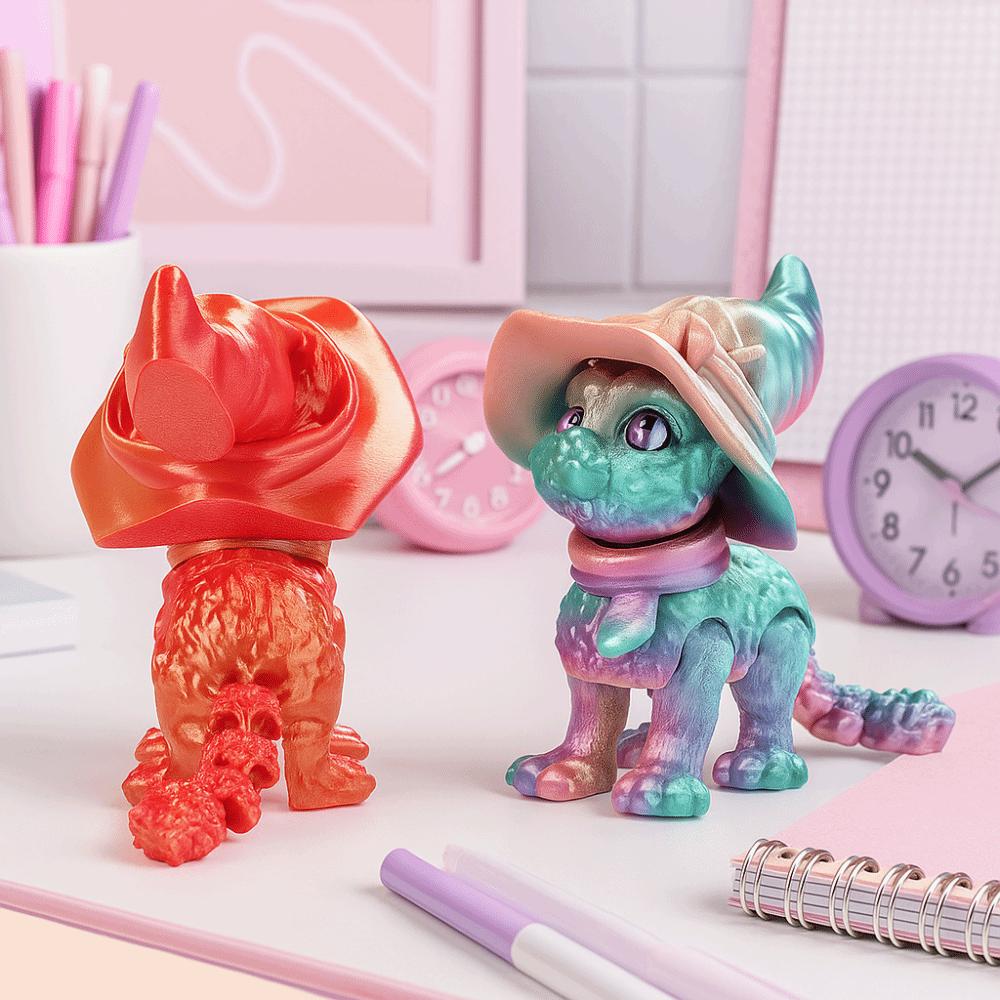 Plastic Material 3D Printed Cat Model Realistic Design Cute Cat Figure  Desktop Display