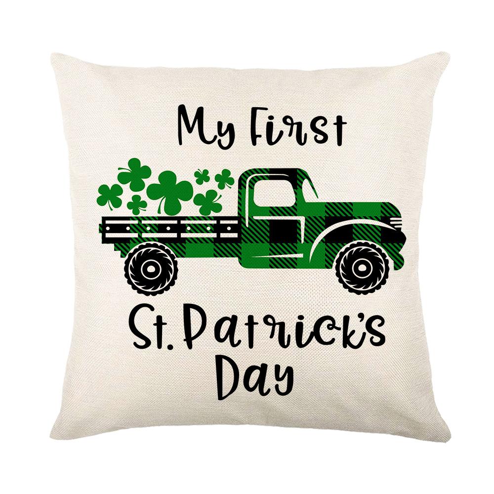 Combination Festival Cushion St. Patrick's Day Cushion Green Plaid Four-leaf Clover Sofa Cushion