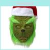 Máscara do Grinch Monstro Rascal Verde Com Chapéu de Natal Para Diversão de Cosplay de Adulto