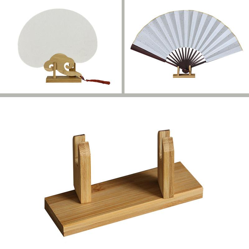 Chinese Durable Base Bamboo Folding Hand Fan Display Stand Folding Hand Fan Stand Display Holder Home Decoration