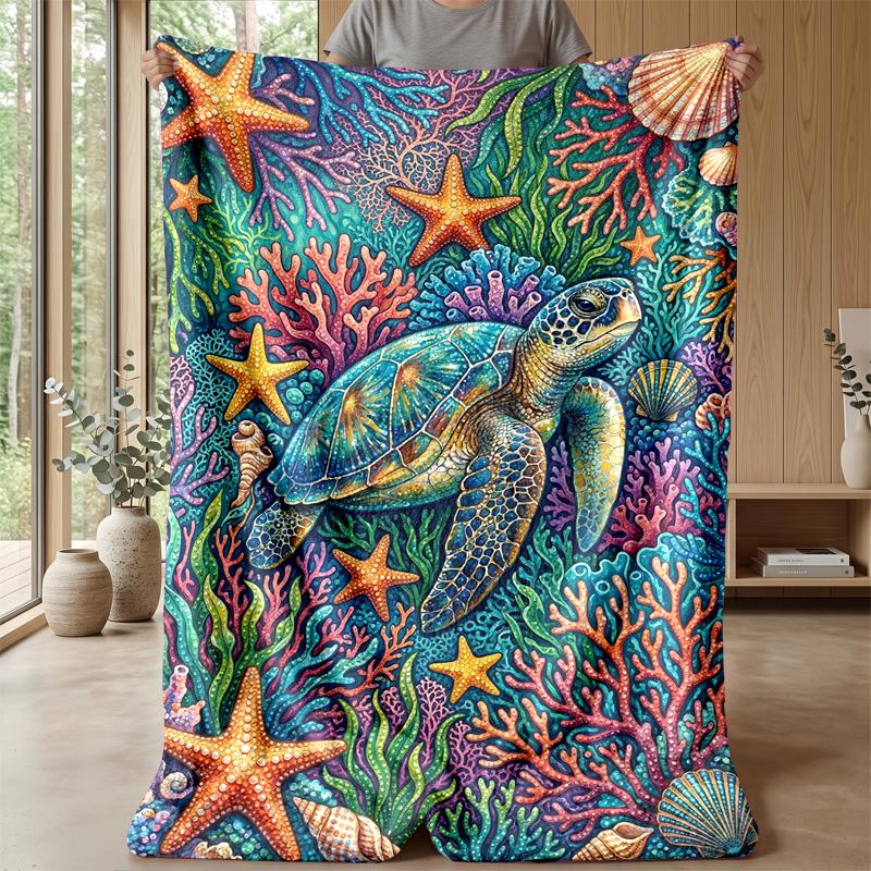 Oceanic Adventure Theme Blanket Lightweight Warm Flannel Blanket Decorative Throw Blanket for Home Decoration