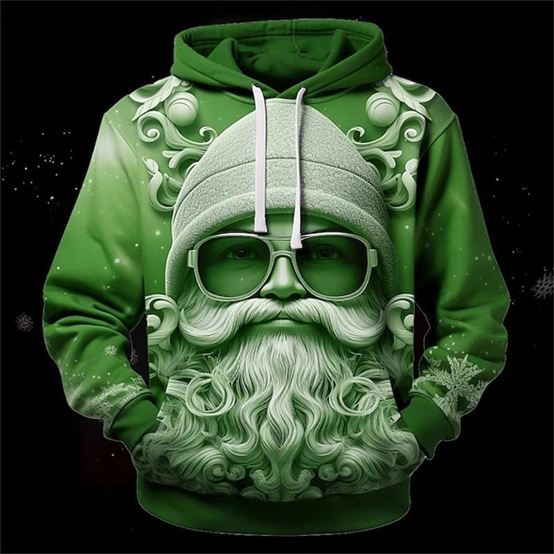 3D Print Christmas Cat Graphic Hoodie Men's Cute Santa Claus Pattern Loose Casual Comfortable Clothes Autumn Harajuku Style Kids Pullover